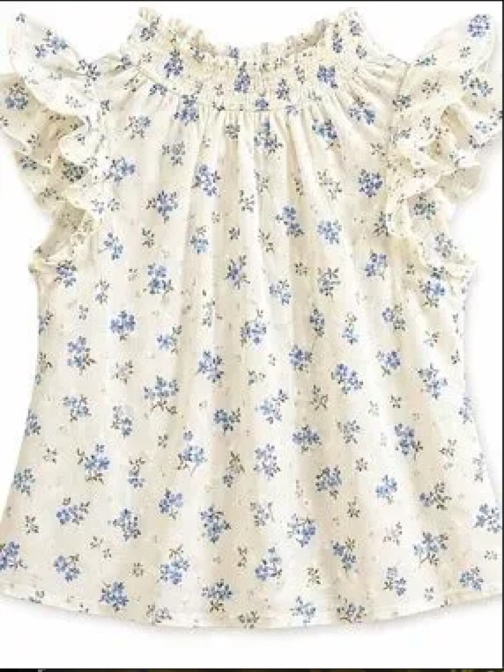 1.STATE Blue Floral Ruffle Sleeve Blouse Women's XS Cottagecore